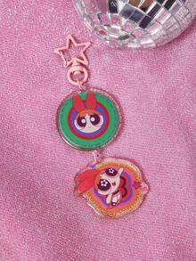 THE POWERPUFF GIRLS X SHEIN Cute The Powerpuff Girls Blossom Double Sided Thickened Epoxy Acrylic Keychain - Powerpuff Girls - View 2