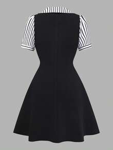 Franclia 2-In-1 Striped Polo Collar Fitted Dress For Women - Multicolor - View 2