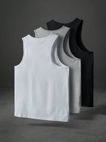 PAVTROS Men 3pcs Solid Sleeveless Athletic Tank Top, For Gym, Husband 3 Packs Topstank Tops For Menmen Tank Topsmens Tank Tops - Multicolor - View 2