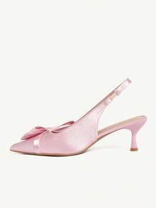 CUCCOO CHICEST Women's Romantic Elegant Satin Bowknot Pointed Toe High Heel Dress Shoes, Pink, Spring/Summer Valentine's Day Elegant Shoes - Pink - View 12