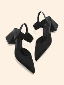 CUCCOO BASICS Women's Fashion Ankle Strap Pointed Toe Block Heel Pumps, Classic Minimalist Design For Commuting, Dating, Party, Holiday, Wedding - Vintage Black - View 6