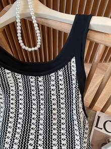 GlowEve Đầm nữ kẻ sọc cổ tròn dáng rộng không tay dài đến đầu gối - Nhiều màu - Xem 4