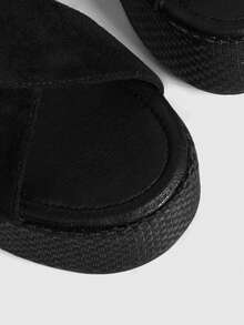 Sugerpunk Women's Thick Sole Sandals, Open Toe Platform Wedge Heels, Fashion Shoes - Black - View 10