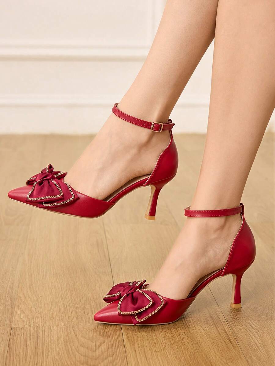 CUCCOO HITCHD Women Pumps Valentine's Day Elegant Shoes - Burgundy - View 1