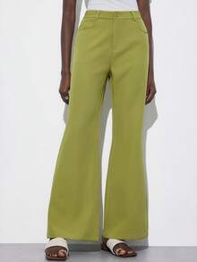 Aveloria Modichic Fashionable Versatile Minimalist Slim Fit Flared Women's Suit Pants - Green - View 3
