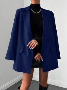EURMUSE Blazer A Rayas Con Solapa - azul real - Ver 5