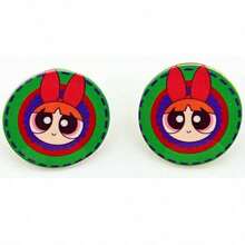 THE POWERPUFF GIRLS X SHEIN 锌合金卡通动物印花耳环套装，精致简约又可爱，适合派对、音乐会、节日等场合佩戴。 - 金色 - 查看 5