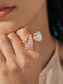 Opalesca Women's Open Ring,Pearl/Crystal,18K Gold-Plated,Summer/Beach/Prom/Party/Holiday/Vacation,Engagement/Wedding/Promise,For Mom/Women/Girl/Mother - Multicolor - View 5