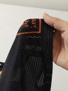 ROMWE MEN Prep Áo thun thể thao nam tay ngắn, chất liệu vải lưới phối nhiều mảnh, thích hợp cho mùa hè. - màu đen - Xem 4