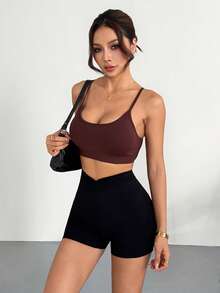 Hanevo Women's Comfortable Breathable Solid Color Casual Summer Shorts - Black - View 5
