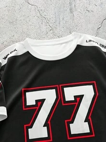 EVRINFINITE 男士休闲圆领短袖 T 恤，带 3D 数字印花，黑色和橙色 #77，时尚街头服饰 - 黑色 - 查看 3