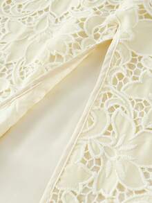 ZEYLAH 对比色花边大腿开衩连衣裙 - 黃色 - 查看 7