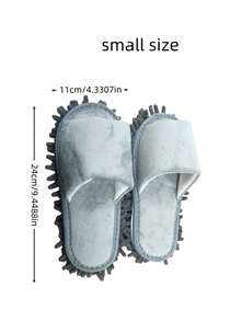 1 par de zapatillas de fregona de lino removibles y lavables, zapatillas de limpieza unisex - Multicolor - Ver 10