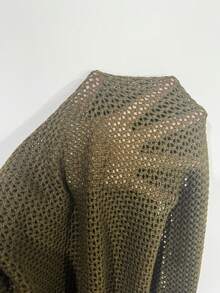 Manfinity CityGents New European And American Blogger Stylish Casual Vacation Hollow Out Men's Pullover Sweater, Spring/Summer Military Green Pullover Sweater, Beach Vacation Style Pullover Sweater - Army Green - View 7