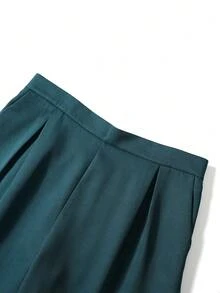 Seusyu Women's Textured Jacquard Tank Top And Straight Leg Pants Set, Minimalist Elegant Plus Size - Dark Green - View 5