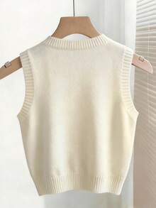 Franclia 2025 Spring/Summer New Layered Design Retro Floral V-Neck Women Knit Vest Top - Apricot - View 3