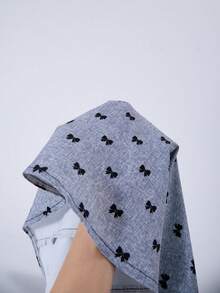 SHEIN 少女可爱白色翻领连衣裙，黑色蝴蝶结装饰；休闲灰色泡泡袖连衣裙 - 灰色 - 查看 7