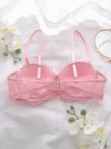 1件粉色女士钢圈文胸 - 粉色 - 查看 2