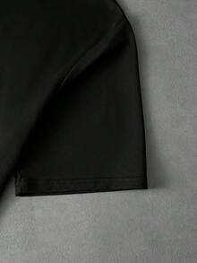 PAVTROS Men's Letter Print Casual Round Neck Short Sleeve T-Shirt, Summer - Black - View 5