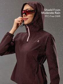 OutZeal Women Outdoor Jacket Daily Jacket Water-Resistant Hooded Tops - Red Violet - View 2