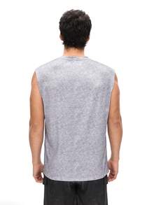 Áo mặc nhà nam, kiểu dáng thông thường, họa tiết giả bông tuyết, in hình tiếng Anh. - Màu Xám nhạt - Xem 2