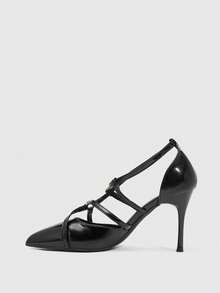 CUCCOO SZL 女士性感交叉绑带细高跟派对鞋，春夏款 - 黑色 - 查看 9