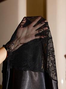 SHEIN Satin Sexy Lace Backless Slip Dress For Women - Black - View 8