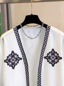 GlowEve Women's Floral Pattern Fringe Loose Open Front Regular Jacket - Multicolor - View 4