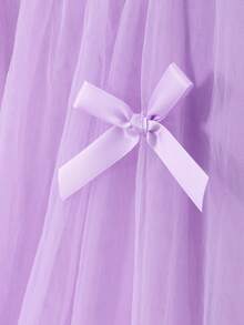 SHEIN Vestido elegante de moda para niñas con volantes y decoración de perlas en malla - Púrpura malva - Ver 5