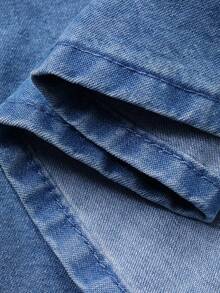 DAZY Vestido de peto casual de mujer de mezclilla con tirantes con volantes - Azul lavado medio - Ver 8