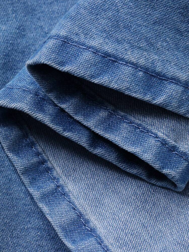 Women's Casual Denim Jumper Dress With Ruffle Strap Dress