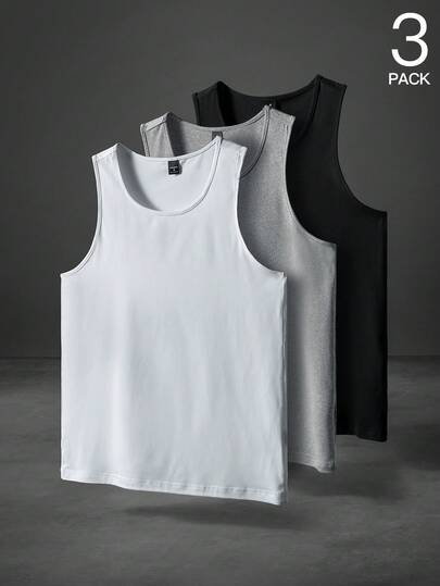 PAVTROS Men 3pcs Solid Sleeveless Athletic Tank Top, For Gym, Husband 3 Packs Topstank Tops For Menmen Tank Topsmens Tank Tops