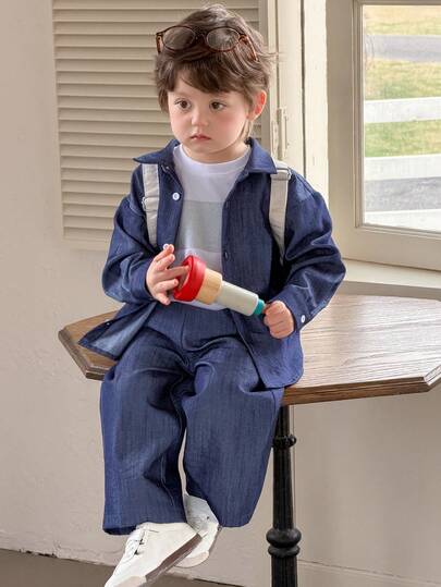 DAZY 男童韩版宽松牛仔套装，夏季