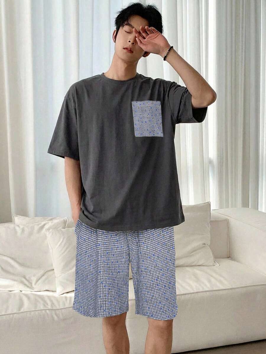 DAZY Set pigiama estivo da uomo con pantaloncini coordinati a maniche corte - Multicolore - Visualizzare 1