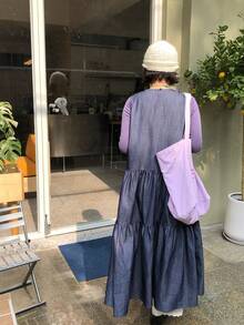 DAZY Women's Japanese Style Round Neck Sleeveless Slim Dress, New Summer Recommend Long Denim Tank Dress - Blue - View 2