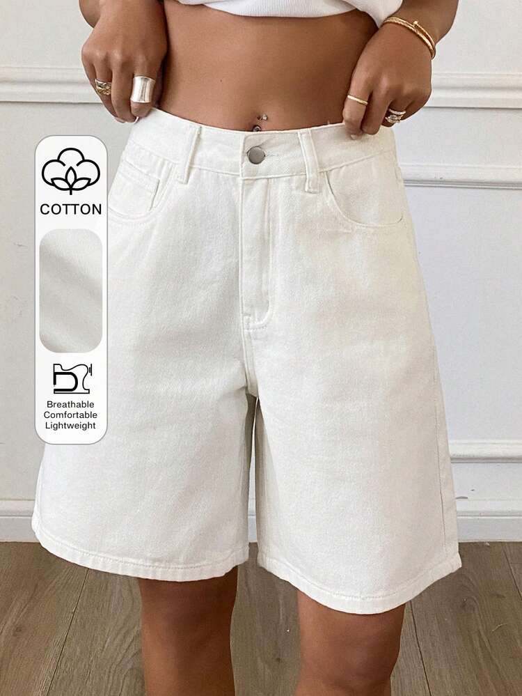 Women's Tall/Long Loose Low Waist Bermuda Denim Shorts, Casual City Style Jorts