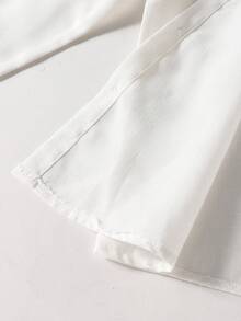 青少年男士绅士风白色领亚麻混纺长袖衬衫，百搭绅士装扮，适合商务、上学、生日派对、日常休闲穿着，优雅简约设计。 - 白色 - 查看 4