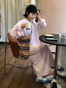 DAZY 女士水洗宽松长袖衬衫常规外套 - 淺粉色 - 查看 1