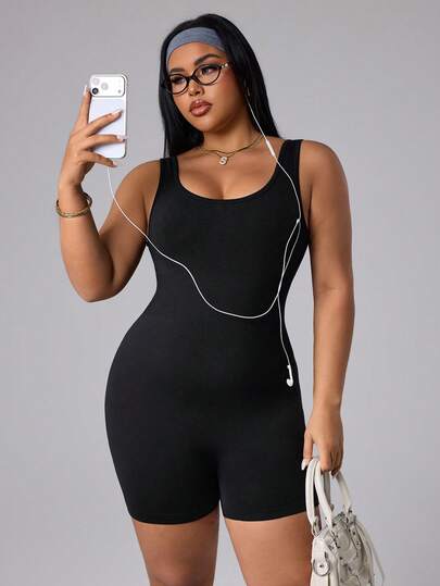 Rhythm Era Slayform 女士简约纯色吊带及膝连体裤健身服