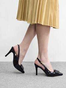 CUCCOO BIZCHIC Talons hauts à bride arrière pointus, sandales à talons aiguilles pour femmes, chaussures fines, tenue extérieure élégante et à la mode, boutons brillants, chaussures de travail quotidiennes, talons hauts pointus  enrobé bordeaux, chaussures à talons aiguilles à bride arrière, chaussures de printemps - Noir - Voir 4