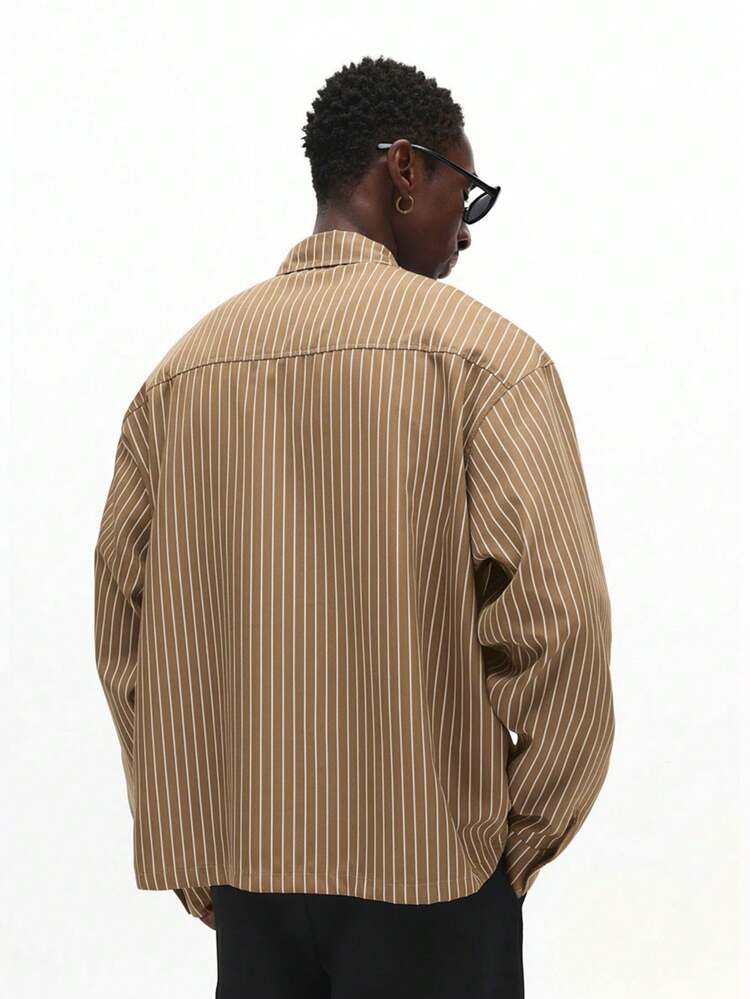 Boxy Fit Pinstripe Shirt With Tie