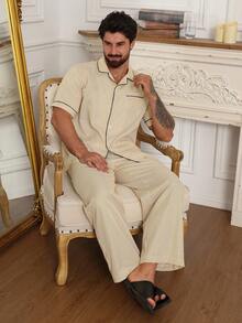 DAZY Bộ đồ ngủ nam tay ngắn phối quần short nhiều màu sắc, thích hợp cho mùa hè. - Nhiều màu - Xem 6