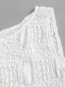 Sweetra Women's New Spring/Summer Suitable For Commuting, Travel, Daily, Vacation, Solid White Textured Fabric Minimalist Camisole And Mini Skirt Set - White - View 4