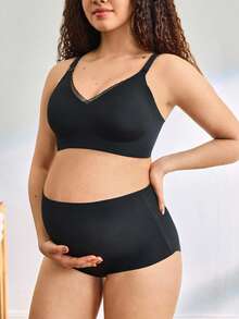 Moonlight&Mama Bộ 3 chiếc quần lót bà bầu cạp cao, màu trơn, kiểu dáng tối giản, thích hợp mặc hàng ngày. - Nhiều màu - Xem 5