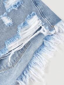 Sweetra Women's Fashion Casual Versatile Distressed Sexy Denim Shorts - Light Wash - View 4