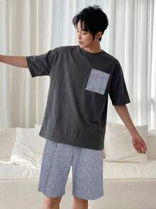 DAZY Set pigiama estivo da uomo con pantaloncini coordinati a maniche corte - Multicolore - Visualizzare 5