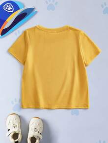 SHEIN | PAW Patrol Young Boys' Cute Cartoon 3D Puppy Chase Print Ombre Blue Loose Fit Round Neck Short Sleeve T-Shirt - Yellow - View 2