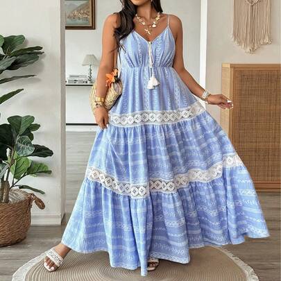 Plus Size Blue Flor…