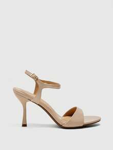 CUCCOO BIZCHIC Zapatos de mujer nuevos para primavera y verano, de color albaricoque, con puntera redonda, tacón fino y alto, correa de tobillo. Sandalias de tacón alto versátiles, cómodas y de moda para uso diario. - Albaricoque - Ver 2
