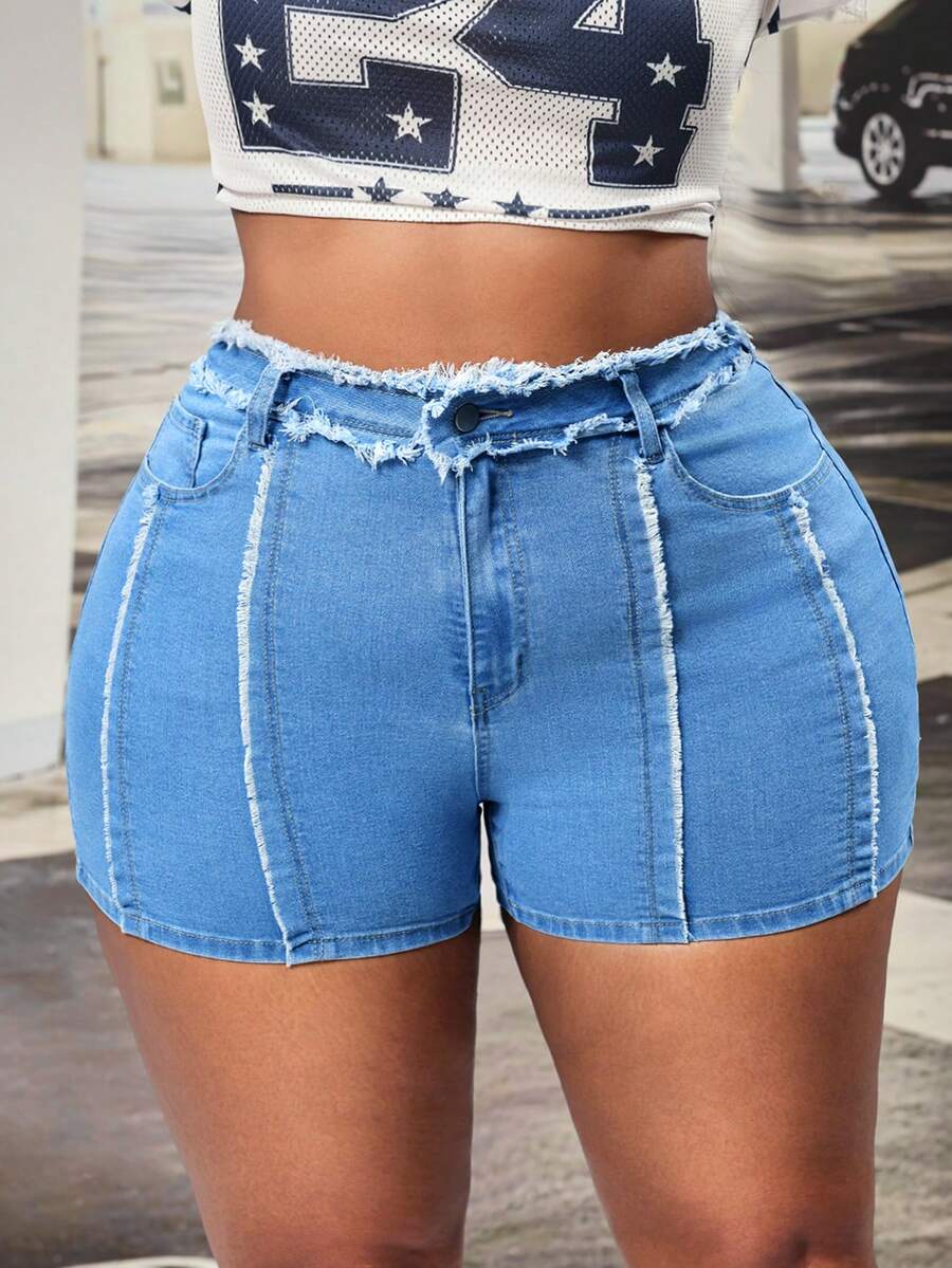 Slaydiva Raw Cut Bootcut Leg Jeans Women's Casual Elegant Flared Denim Pants Plus Size Brown Summer - Light Wash - View 1